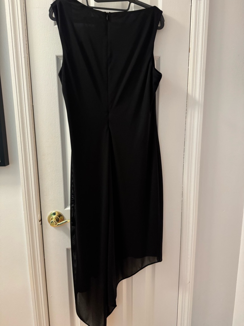 David Meister Black Asymmetrical Hem Evening Dress